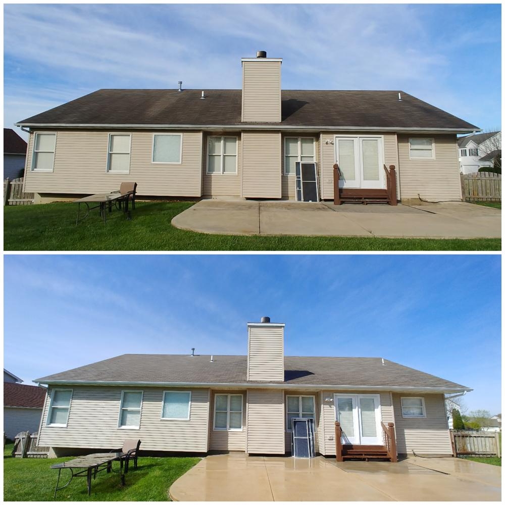 Home exterior and patio before and after washing